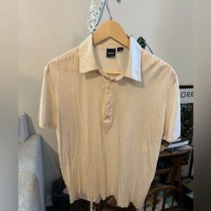 BOSS Hugo Boss Mercerized Cotton Polo Shirt Off-White 1/4 Button XL